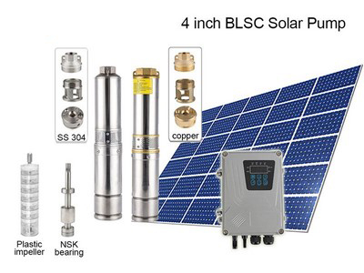 Bomba Solar Sumergible DC de 4 Pulgadas, con Impulsor de Plástico BLSC